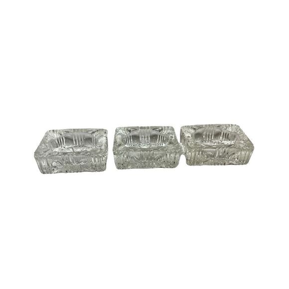 Vintage Salt Cellars Salt Dip Set Of 3 Clear Glass Salt Cellars - Picture 5 of 9